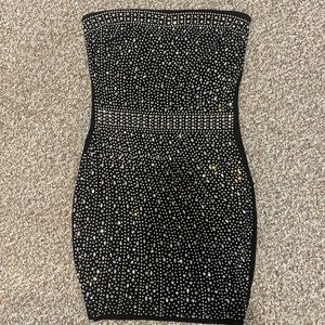 bodycon rhinestone strapless dress